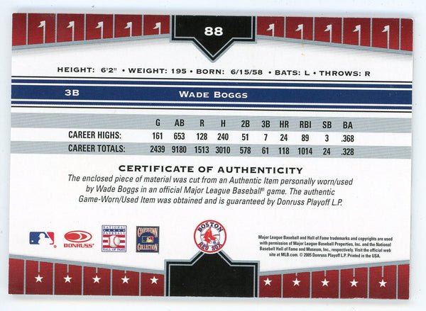 Wade Boggs 2005 Donruss Champions Impressions Bat Relic #88