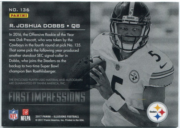 R. Joshua Dobbs 2017 Panini Illusions First Impressions Jersey/Autographed RC #136 41/50
