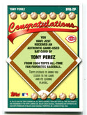 Tony Perez 2004 Topps Fan Favorites #FFRTP Game-Used Bat Card