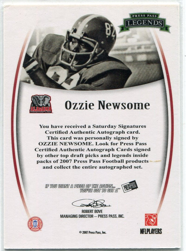 Ozzie Newsome 2007 Pres Pass Autographed Card