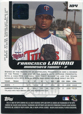 Francisco Liriano 2006 Topps Co-Signers Autographed RC #104