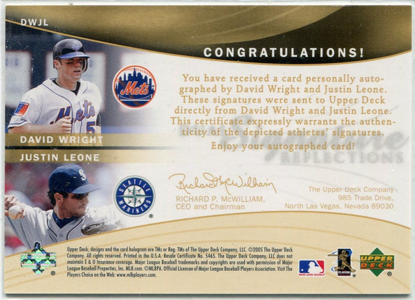 David Wright/Justin Leone 2005 Upper Deck Reflections Dual Autographed Card #DWJL