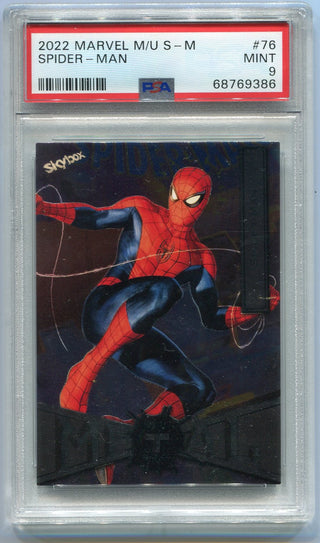 Spider-Man 2022 Skybox Metal Marvel Universe Card #76 PSA Graded 9