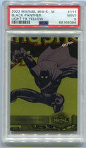 Black Panther 2022 Skybox Metal Marvel Universe Light FX Yellow Parallel Card #111 PSA Graded 9