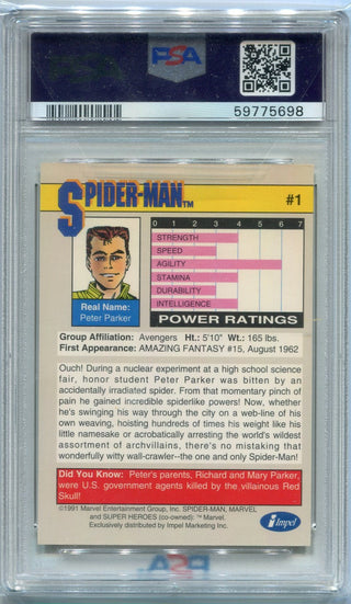 Spider-Man 1991 Marvel Universe Card PSA Graded 8