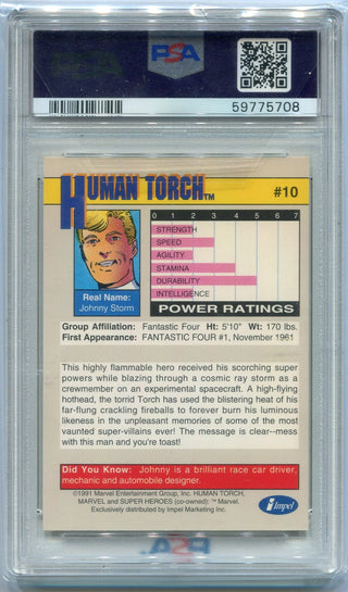 Human Torch 1991 Marvel Universe Card #10 PSA Graded 8
