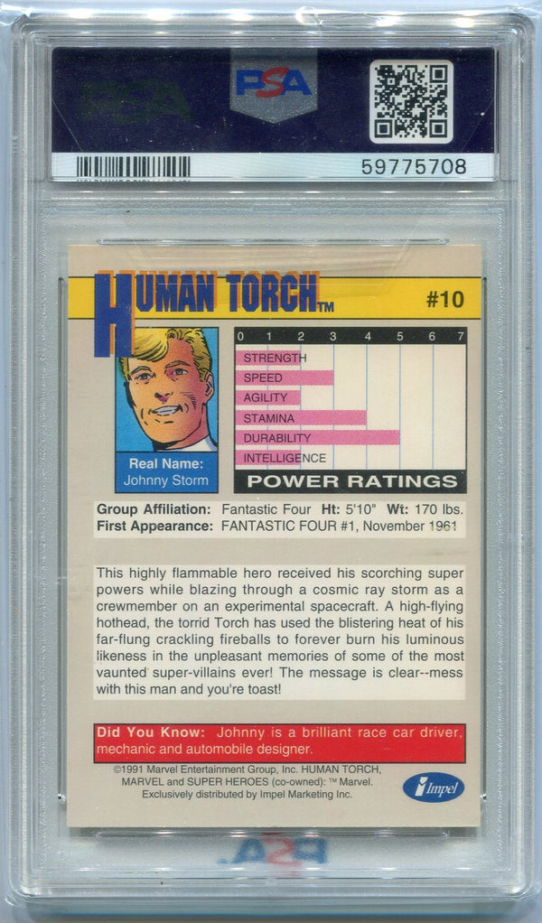 Human Torch 1991 Marvel Universe Card #10 PSA Graded 8
