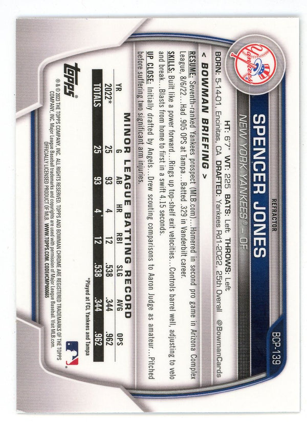 Spencer Jones 2023 Topps 1st Bowman Chrome #BP-139