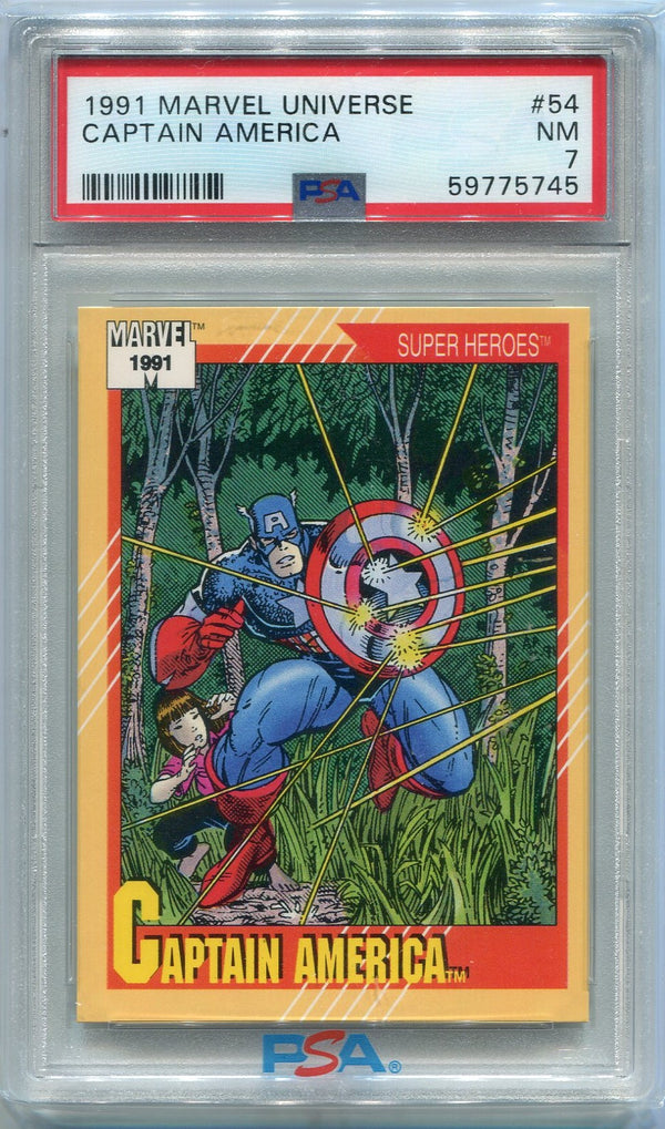 Captain America 1991 Marvel Universe Card #54 PSA Graded 7