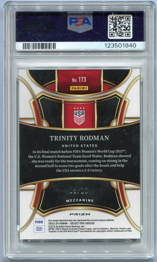 Trinity Rodman 2023 -2024 Panini Select FIFA Gold Wave Prizm Card #173 9/10 PSA Graded 10