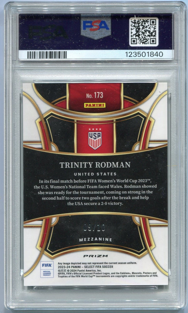 Trinity Rodman 2023 -2024 Panini Select FIFA Gold Wave Prizm Card #173 9/10 PSA Graded 10