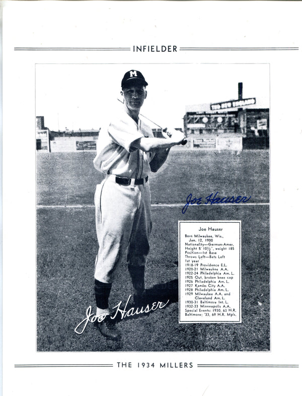 Joe Hauser Autographed 8x10 Photo