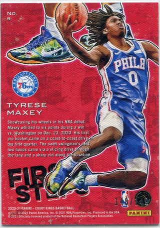 Tyrese Maxey 2020 - 2021 Panini Court Kings First Steps Ruby Parallel RC #9 148/149