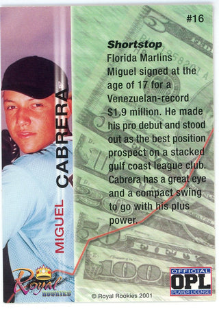 Miguel Cabrera 2001 Royal Rookies #16