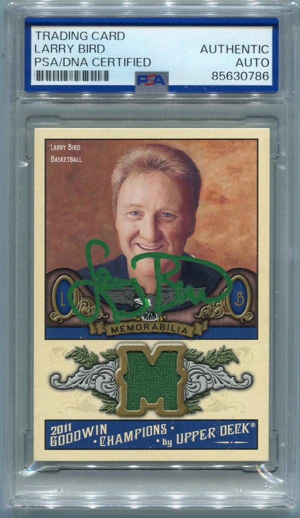 Larry Bird 2011 Upper Deck Goodwin Champions Autographed/Jersey Card PSA/DNA Certified