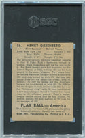 Hank Greenberg 1939 Playball Card #56 SGC Graded 4