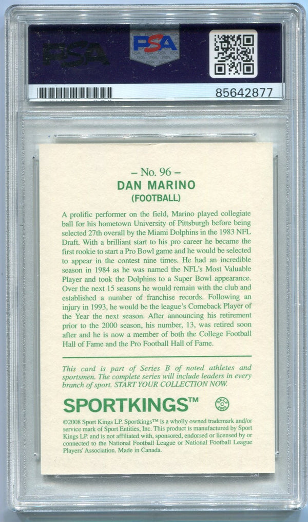 Dan Marino 2008 Sportkings Autographed Card #96 PSA/DNA Certified