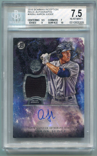 Aaron Judge 2016 Bowman Inception AUTO/Jersey RC BGS Graded 7.5/10