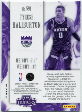 Tyrese Haliburton 2020 - 2021 Panini Chronicles Honors Silver Prizm RC #591