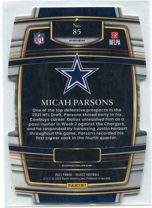 Micah Parsons  2021 Panini Select Die-Cut Silver Prizm RC #85