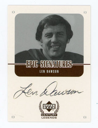 Len Dawson 1999 Upper Deck Epic Signatures Card