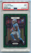 Jahmyr Gibbs 2023 Panini Prizm Green Prizm RC #331 PSA Graded 9