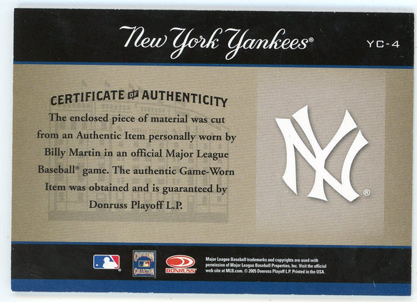 Billy Martin 2005 Donruss Greats Clippings Patch Relic #YC-4