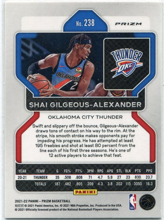 Shai Gilgeous-Alexander 2021 - 2022 Panini Prizm Orange Cracked Ice Prizm Card #238
