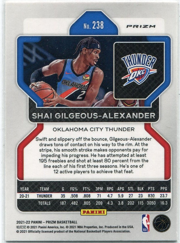 Shai Gilgeous-Alexander 2021 - 2022 Panini Prizm Orange Cracked Ice Prizm Card #238