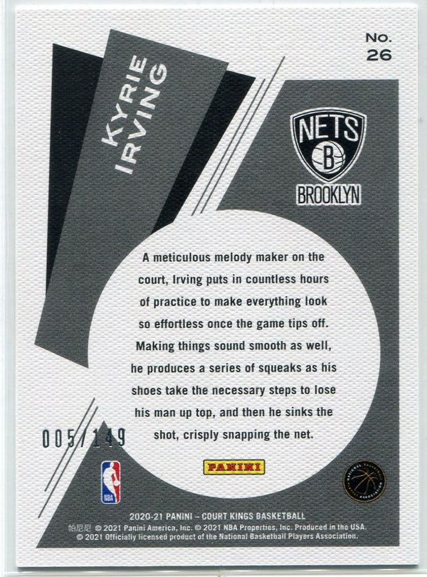 Kyrie Irving 2020 - 2021 Panini Court Kings Maestros Ruby Parallel Card #26 5/149