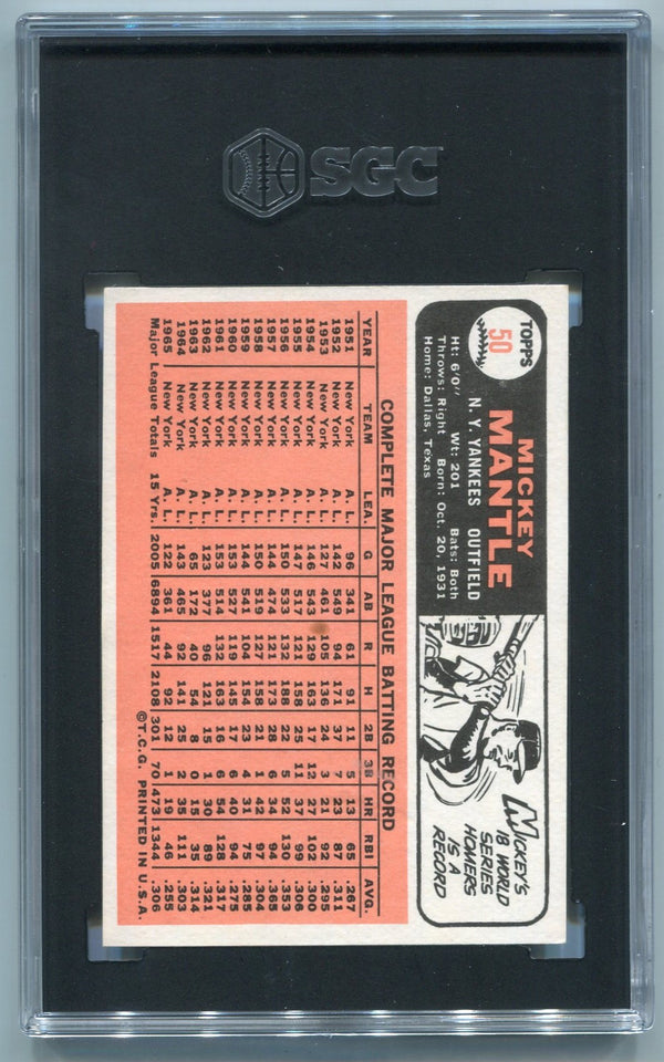 Mickey Mantle 1966 Topps Card #50 SGC Graded 4