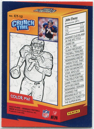 John Elway 2022 Panini Donruss Crunch Time Card #CT-12