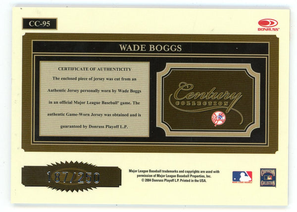 Wade Boggs 2004 Throwback Threads Century Collection Patch Relic #CC-95