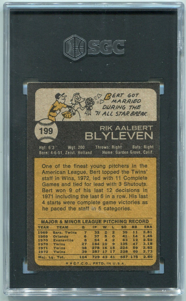 Bert Blyleven 1973 Topps Card #199 SGC Graded 8