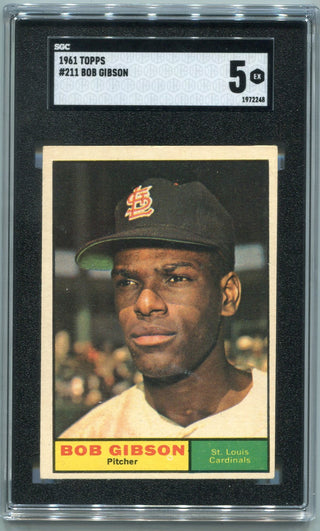 Bob Gibson 1961 Topps Card #211 SGC Graded 5