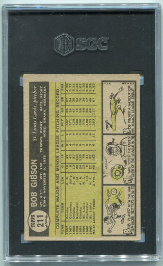 Bob Gibson 1961 Topps Card #211 SGC Graded 5