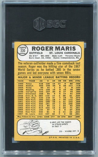 Roger Maris 1968 Topps Card #330 SGC Graded 5