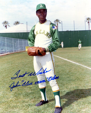 Blue Moon Odom Autographed Baseball 8x10 Photo