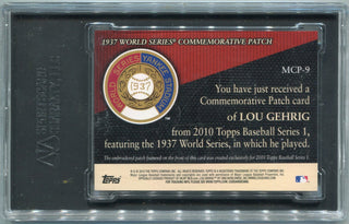 Lou Gehrig 2010 Topps Legends Commemorative Patch Card #MCP-9 SGC Graded 8.5