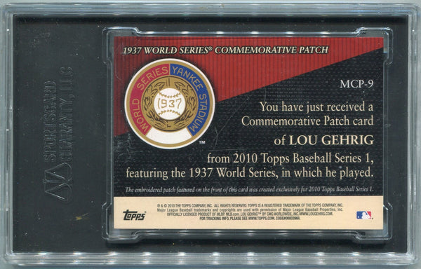 Lou Gehrig 2010 Topps Legends Commemorative Patch Card #MCP-9 SGC Graded 8.5