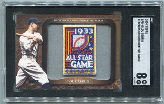 Lou Gehrig 2009 Topps Legends Commemorative Patch Card #LPR-4 SGC Graded 8