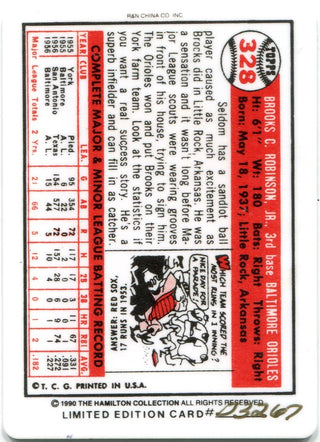 Brooks Robinson 1990 The Hamilton Collection 1957 Porcelain Card #D3267