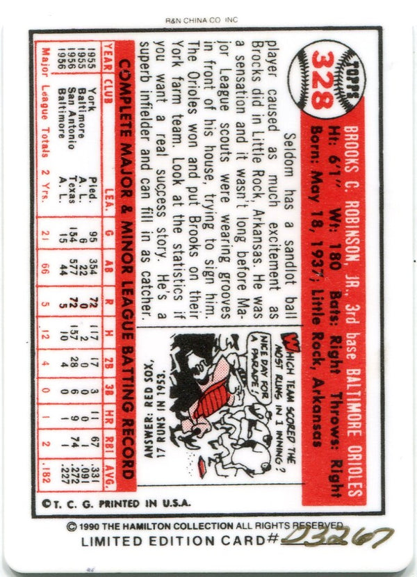Brooks Robinson 1990 The Hamilton Collection 1957 Porcelain Card #D3267