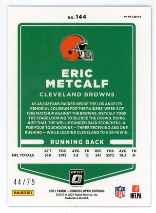 Eric Metcalf 2021 Panini Optic Pink Card #144