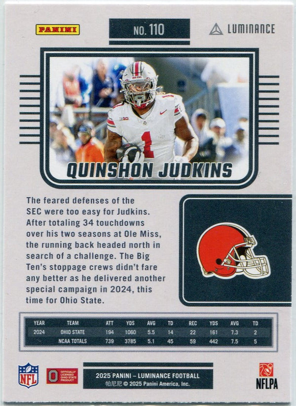 Quinshon Judkins 2025 Panini Luminance RC #110