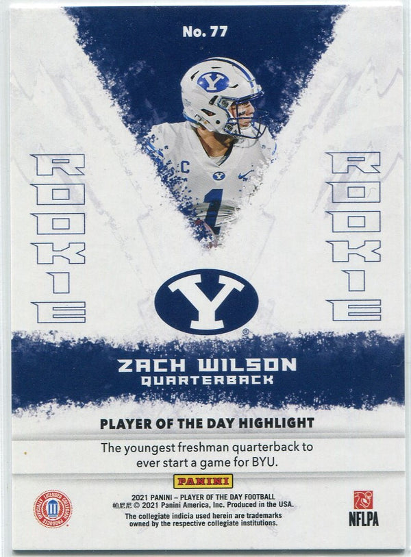 Zach Wilson 2021 Panini Player Of The Day Kaboom Parallel RC #77 43/99
