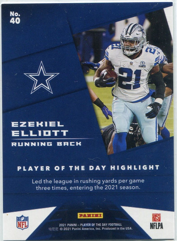 Ezekiel Elliott 2021 Panini Player Of The Day Kaboom Parallel Card #40 82/99