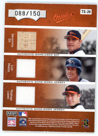 Brooks Robinson/ Erik Bedard/ Josh Towers/ Geronimo Gil/ Luis Matos/ Rodrigo Lopez Team Six 2005 Donruss Bat/Patch Relic #TS-20