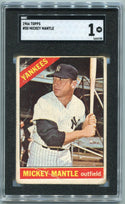 Mickey Mantle 1966 Topps Card #50 SGC Graded 1