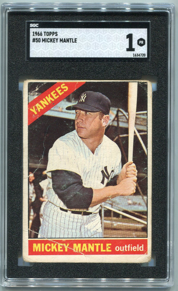Mickey Mantle 1966 Topps Card #50 SGC Graded 1